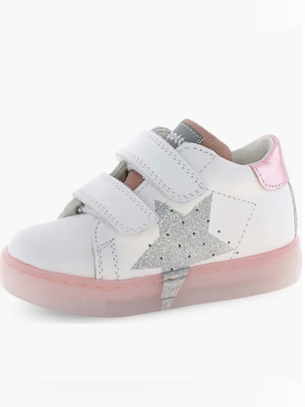NWT Naturino Falcotto Salazar 3 VL Sneaker in White/ Pink/ Silver